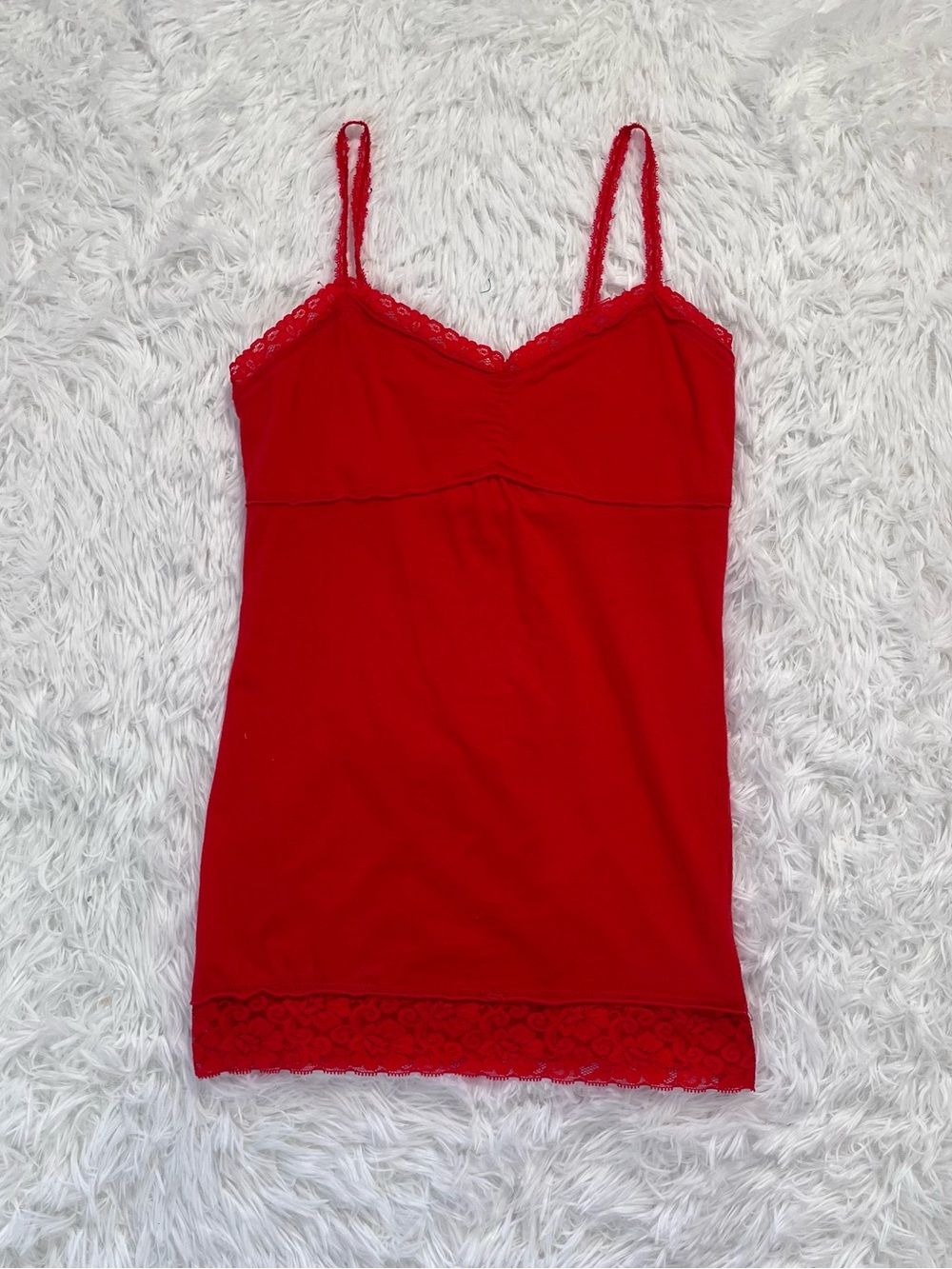 y2k red baby doll lace trim tank medium